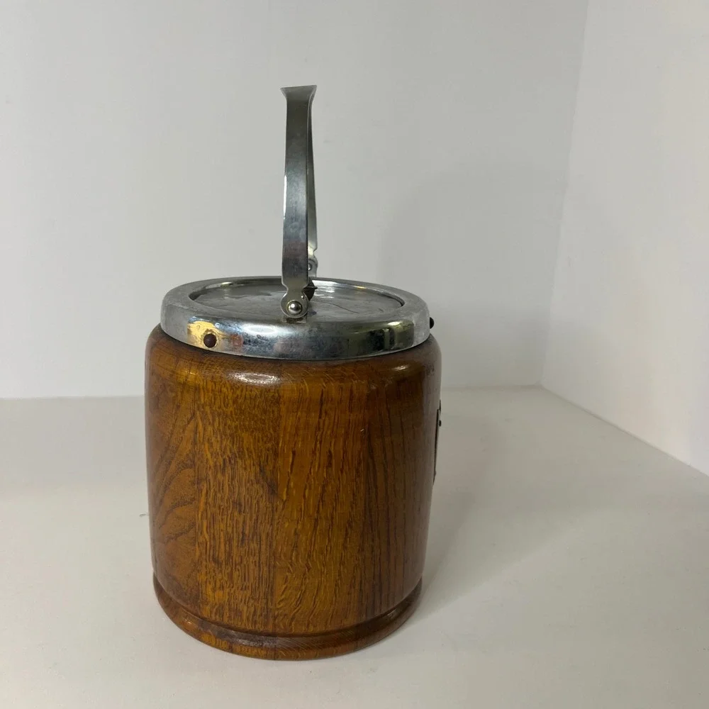 Antique Circa 1900 English Oak &‎ Celtic Silver Plate Biscuit Barrel Lid Handle